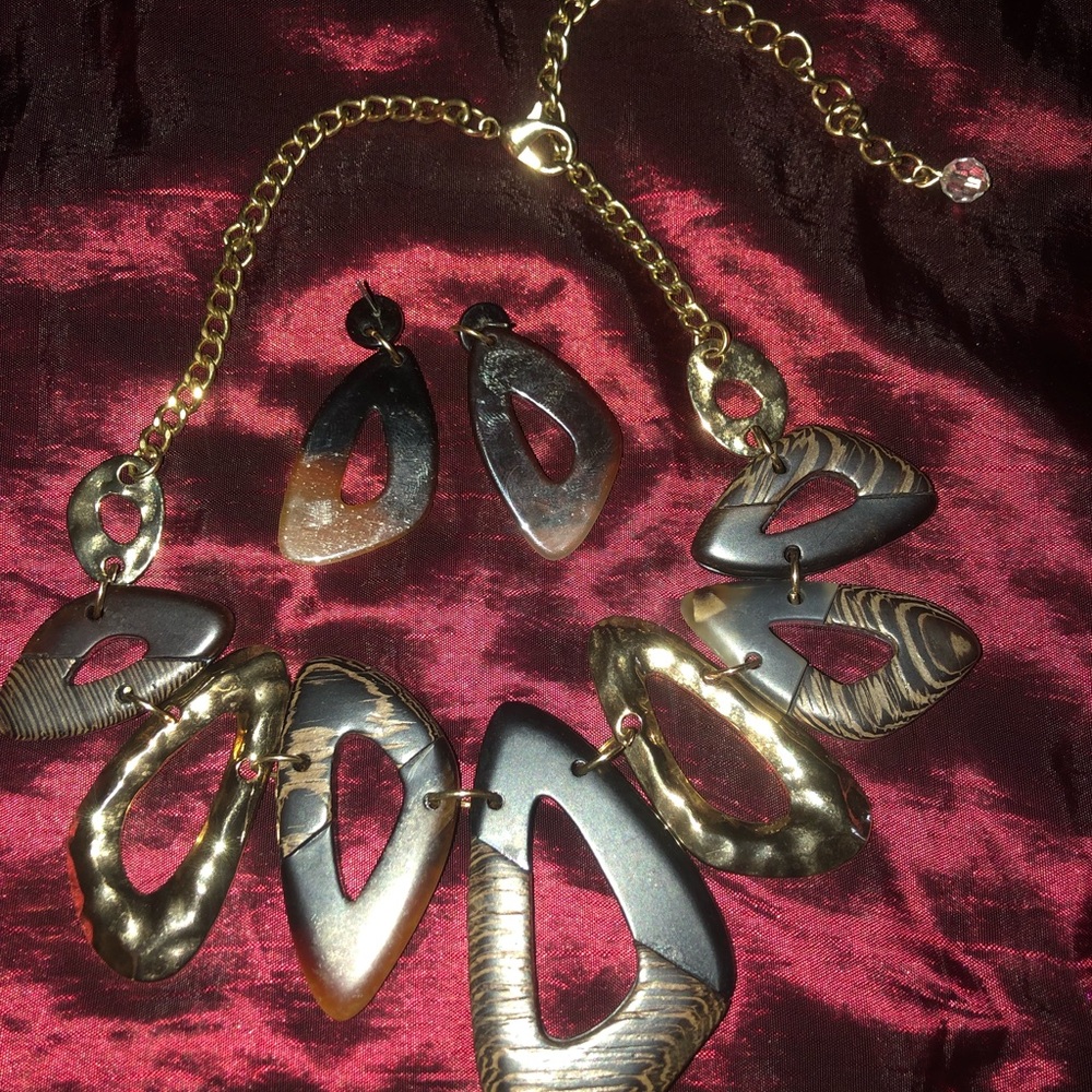Matching necklace and earrings.